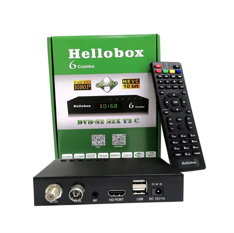 

2022 Newest Set Top Box TV Digital Hellobox 6 Combo Set Top Box Hellobox 6 Combo H.265 Decoder T2+S22X HD Satellite TV Receiver