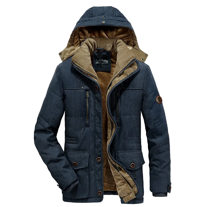 

Wholesale fashion winter outdoor streetwear super warm plus size hooded pocket men cotton coats jackets coats, 4 colors