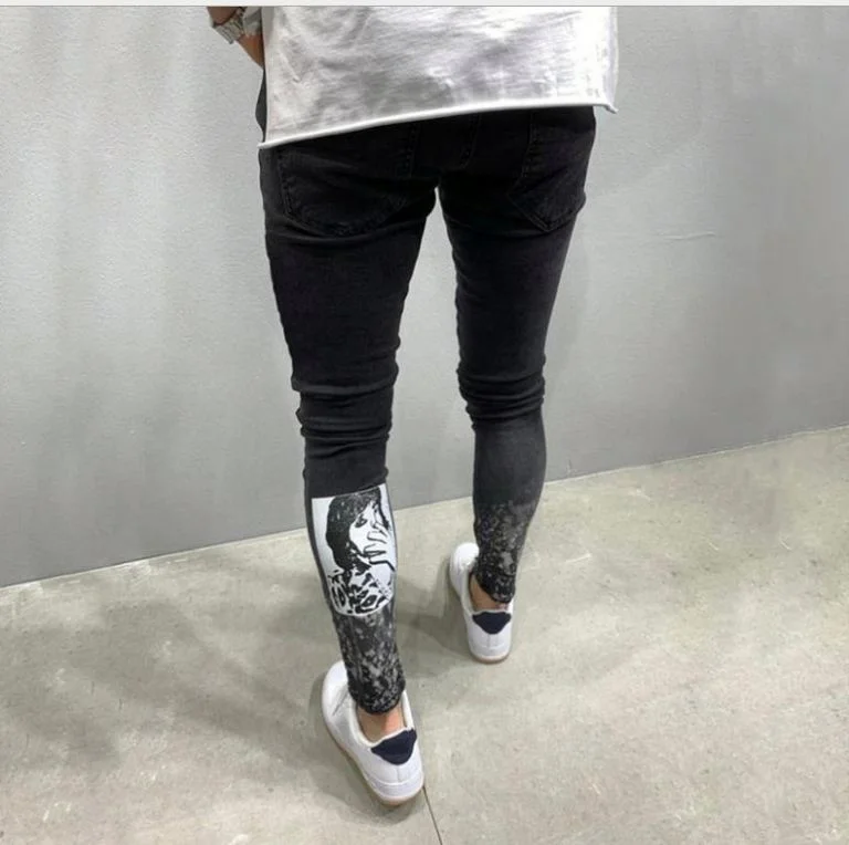 

Voogue Male Club Men Jeans Zipper Casual Slim Biker Denim Pants