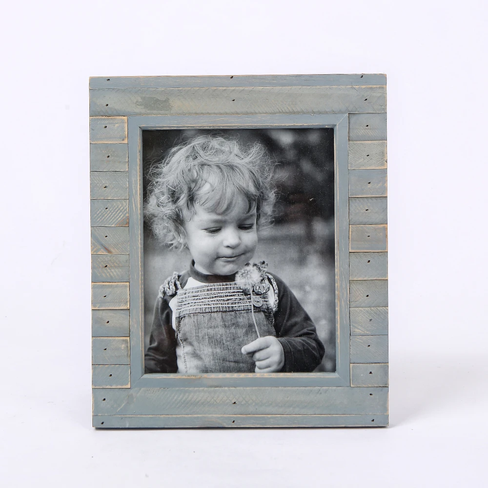 Fashionable changeable natural/white wooden table baby picture photo frames