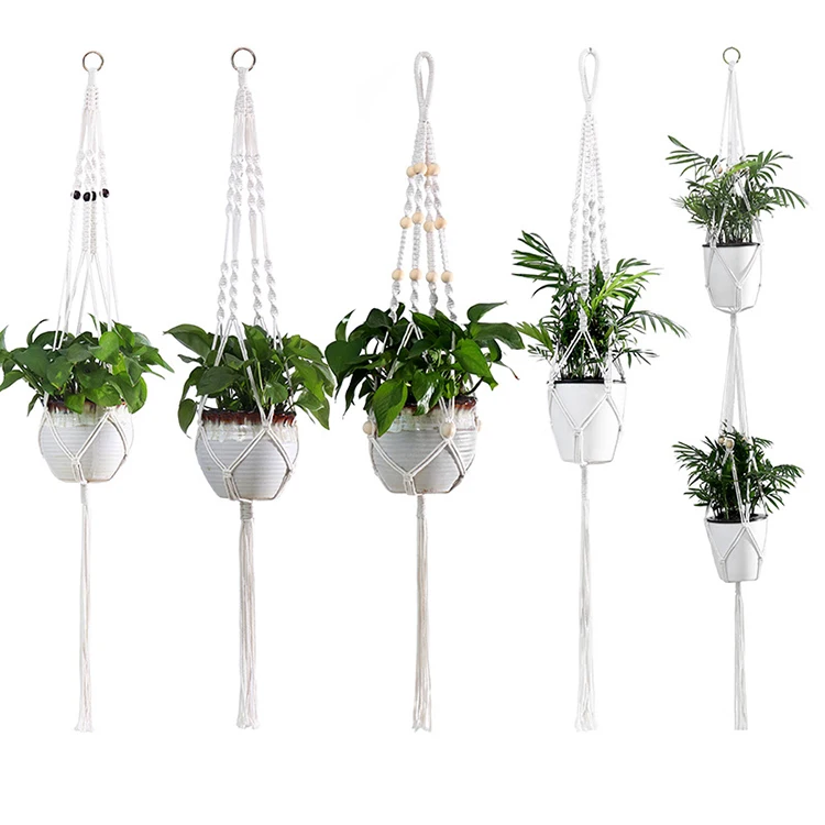 

Rope Hanging Net Macrame Weaving Plant Hanger Indoor Outdoor Hanging Planter Basket