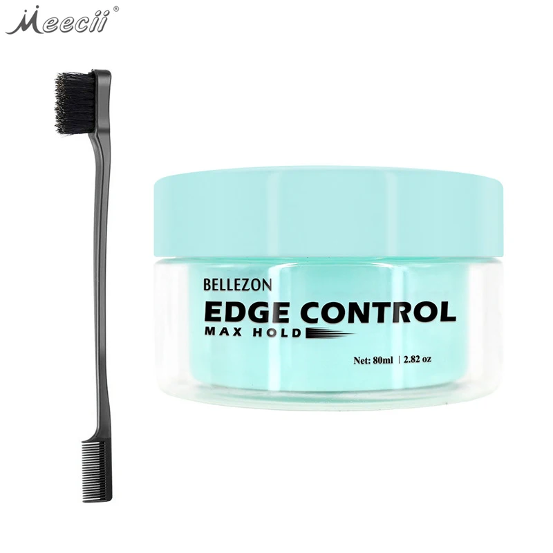 

Hot Sales Private Label Hair Styling Custom Edge Control With Brush Hair Wax Gel Hair Edge Control Tamer, Transparent
