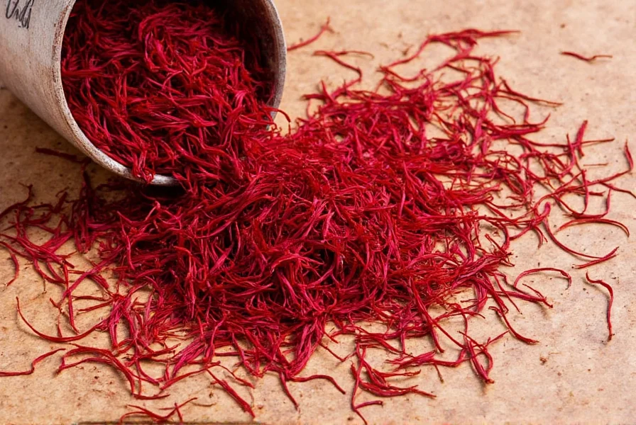 Close-up of saffron threads blooming in warm broth showing vibrant golden color transformation