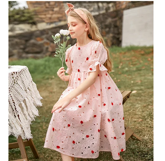 

Summer 2020 hot sale wholesale and retail short-sleeved new lotus leaf bubble sleeve kids girl dress