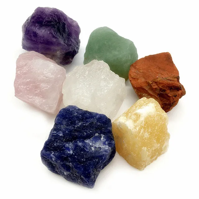

Wholesale natural mixed quartz 7pcs Chakra Stones rough raw rocks for Reiki Healing Crystal