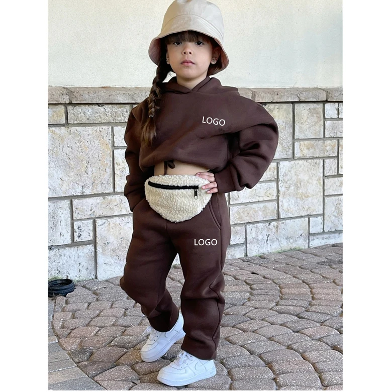 

Wholesale Warm Hoodie Pants Set Children Kids Boys Girls Autumn Winter Sport Clothing Set