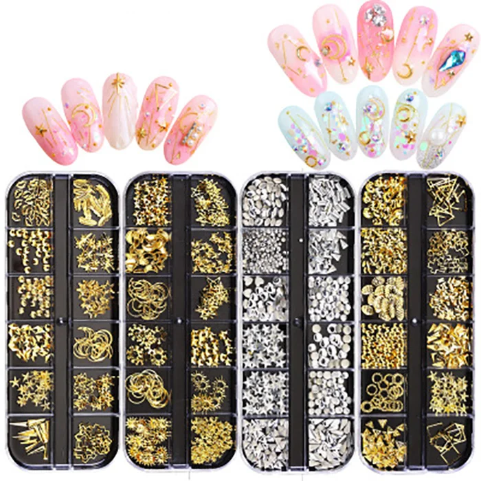 

Hot sale 1 box nail art set DIY manicure bright luminous nail shiny jewerry glitter for nail decoration art design