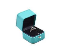 

Custom Square PU Leather Green diamond ring box for wedding