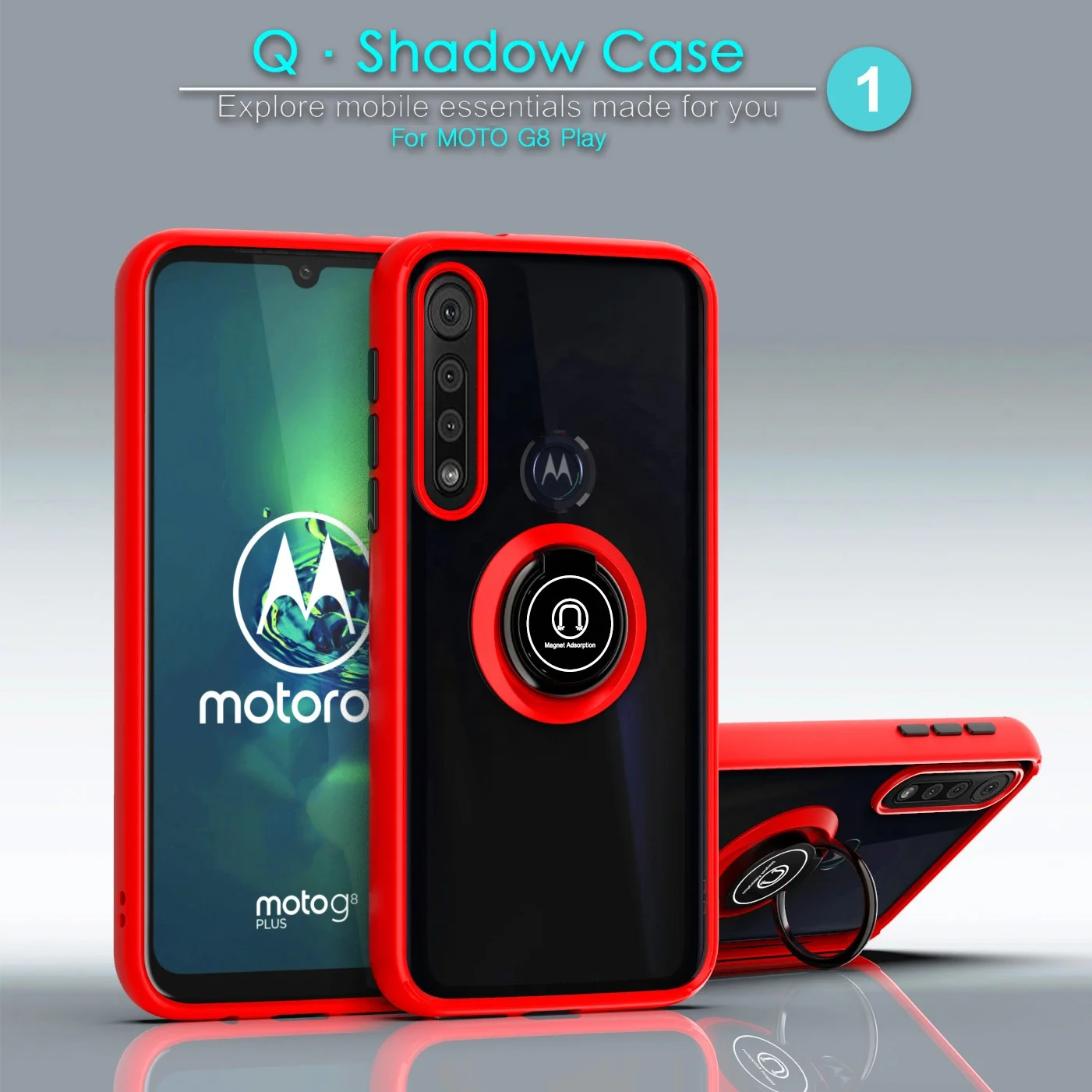 

For Moto G8 Play Case, Genuine Quality PC TPU 2 in 1 Eco-Friendly Feeling Metal Kickstand Magnetic Phone Case for Moto G8 Plus, Multi colors
