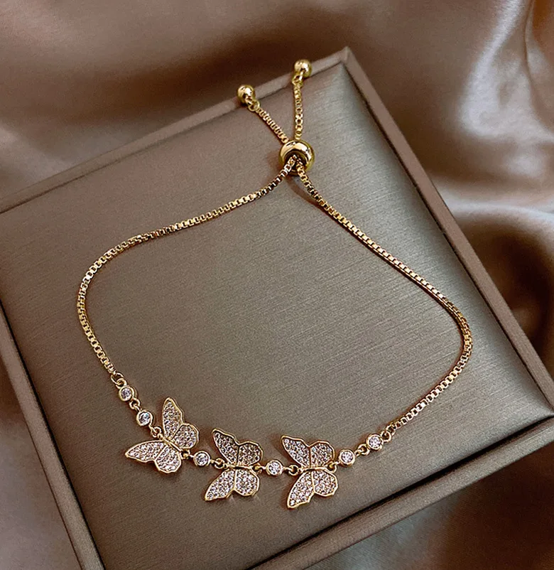 

Fashion trendy jewelry gold plated crystal butterfly bracelet women