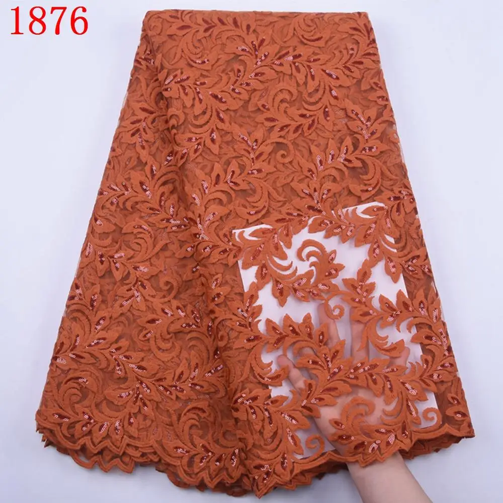 

Burnt Orange Milk Silk Lace Fabric For Party & Wedding Dress Wholesale Price Nigerian Lace Fabric With Beads For Dress 1876