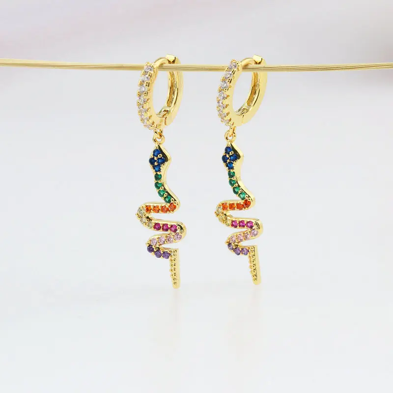 

gold plated rainbow snake hoop earring