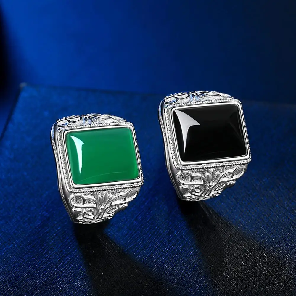 

Hot-selling fashion jade ring gold plated gemstone setting ring for men gifts