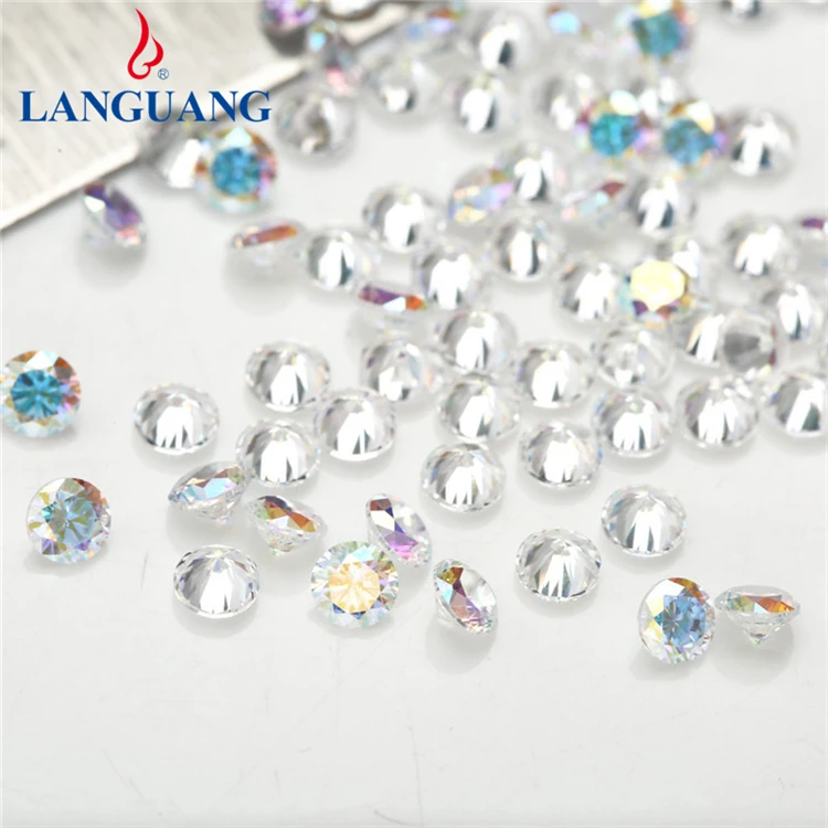 

LanGuang 100pcs/pack Earrings Jewelry Wholesale AB Color 5A Gemstones Zircon Diamonds Cut Cz Stone Cubic Zirconia, Picture