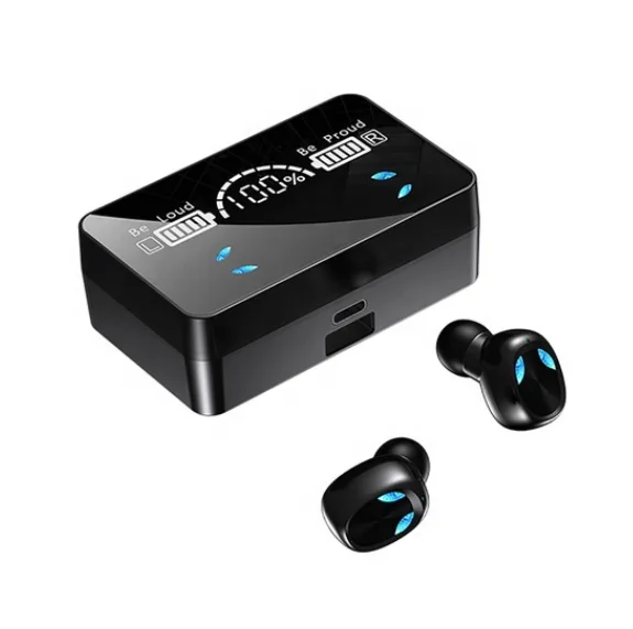 

New X3 TWS 9D Sound HD Mirror Smart Screen Long Battery Time Breathing Light Audio Game Earphone Headphone, Black,white