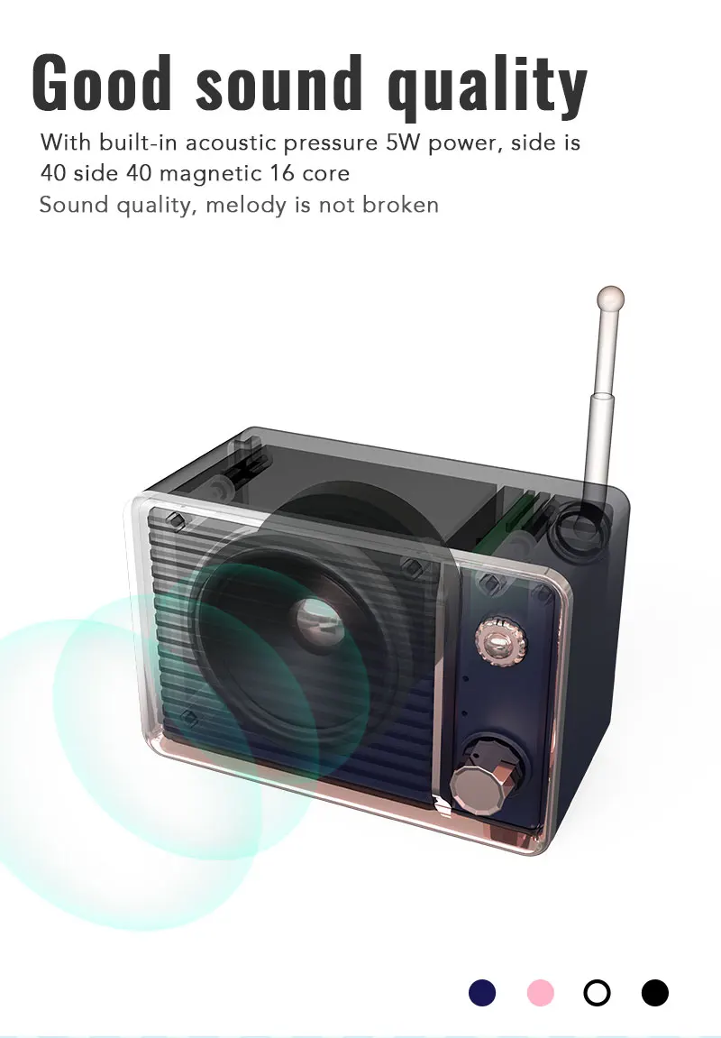 Beauty design retro TV classical speaker square shape radio mini speaker 3D surround handsfree portable bluetooth speaker DW01 - ANKUX.COM