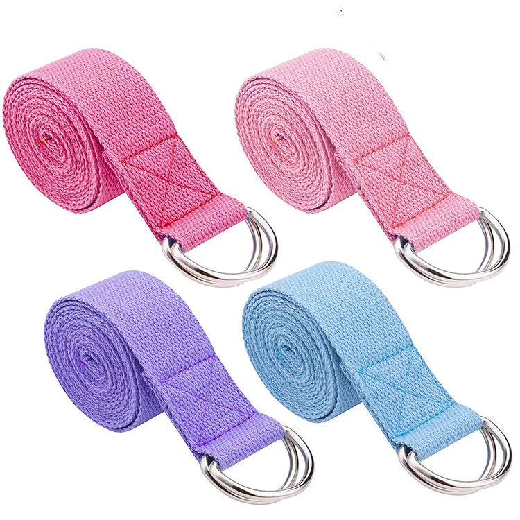 

Eco Friendly Custom Logo 100% Cotton Exercise Yoga Strap Belt With D Ring Metal Loop, Multi-color customization