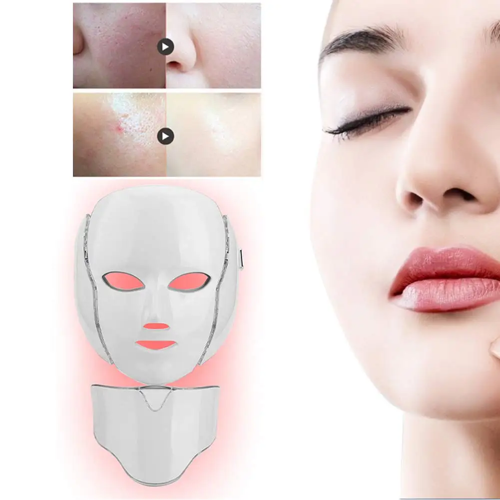 

2020 New arrivals Korea face facial infrared therapy led 7 color mask photon ultrasonic beauty skin instrument, White abs meterail