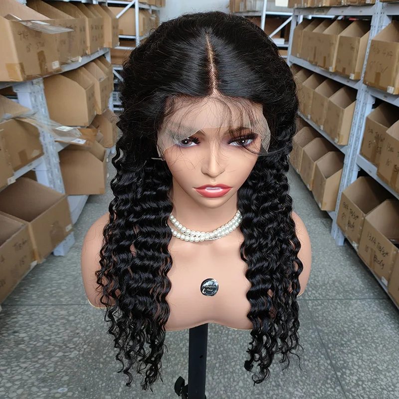 

Pre plucked Lace Front Wigs Wholesale price For Black Women Brazilian Indian Raw hd deep curly human hair lace frontal wig