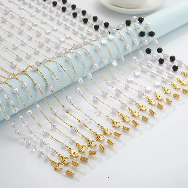 

Pearl Eyewear Necklace Chain For Glasses Sunglasses Holder Chain Hanging Neck Chain For Eyeglasses Strap Accessories, As shown