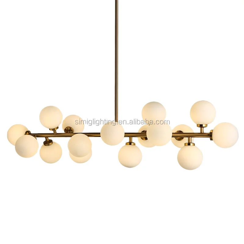 

Simig lighting nordic luxury brass glass ball warm led light gold magic bean dining ceiling chandelier pendant lights, Golden