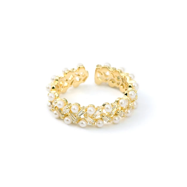 

Trendy Fashion Gold Jewelry pearl ring for woman
