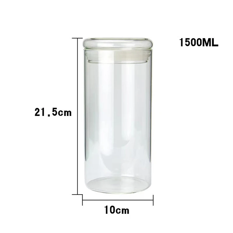 

China Supplier glass lid straight glass storage jar with silicone storage jar seals, High transparency