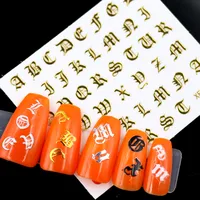 

Nail Art Sticker 3D Decals Cool English Letter Nails Slider Decorations Accessoires Manicure Foil Adhesive Wraps
