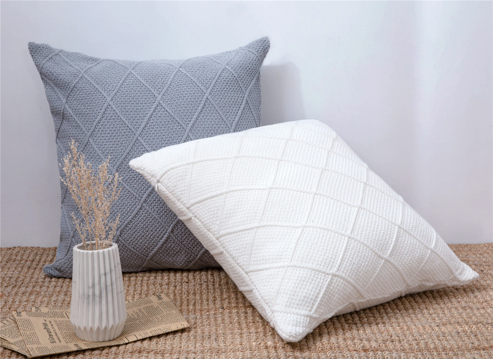Ins Solid Cotton Knitted Cushion Covers For Home Decor Stripe New
