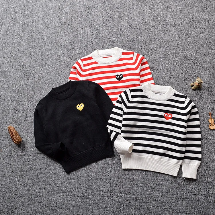 

China manufacturer kids knit sweaters baby boys' and girls' top clothing with embroidered love, Oem