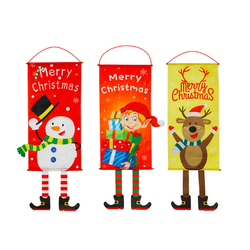 

Christmas Door Hanging Banner Porch Santa Claus Faceless Doll Merry Christmas Flag Decorations For Home