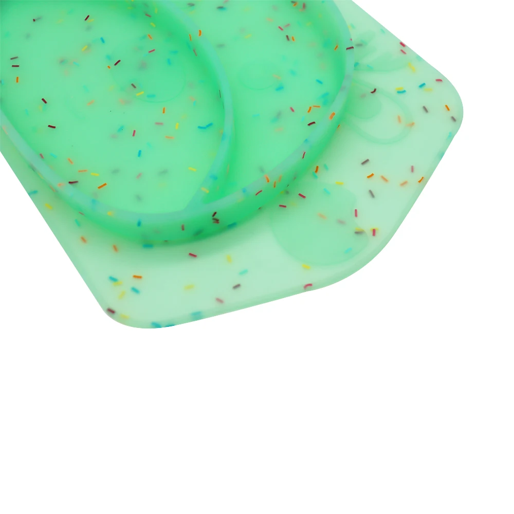 

2021 Wholesale New Style Hot Sale Baby Silicone Plate For Infant Tooth Health With Cute Shape Divided Plate, Green