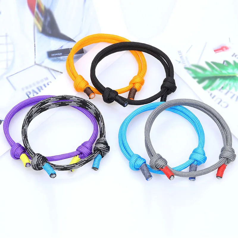 

Amazon Fashion Handmade Cord Rope Bracelets Custom Adjustable Woven Lucky Rainbow Rope Nylon Bracelet, Colorful