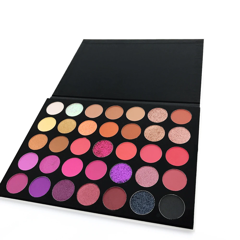 

35 color eyeshadow palette private label custom packaging glitter nude cruelty free high pigment eyeshadow pallet private label