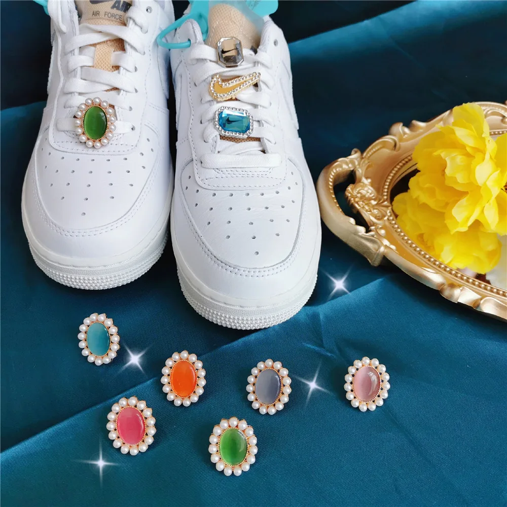 

Luxury Gem Shoe Charms DIY Shoelace Buckle Shoe Decorations Flat White Sneaker Accessories Brand for Nike Air Force 1