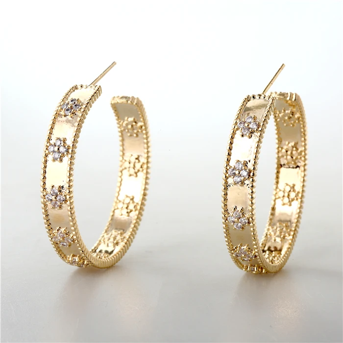 

XuQian Gold Hoops Korean Zircon Jewelry Earrings 2021, Gold&silver