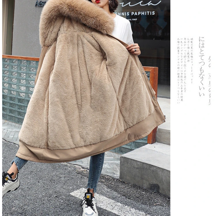 

Female Parka Cotton Fleece Coat Plush Fur Collar Hooded Long Jacket 2020 New Winter Thicken Warm Elegant Slim-Fit Outerwear 3XL