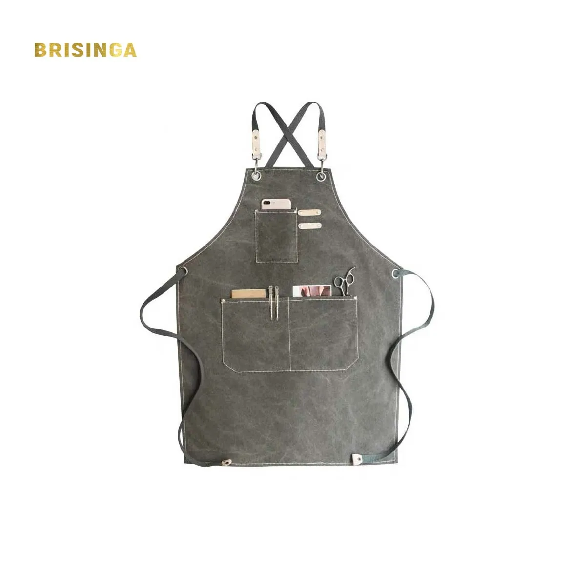 

Custom finest barista apron made of twill cotton cloth work apron, Black