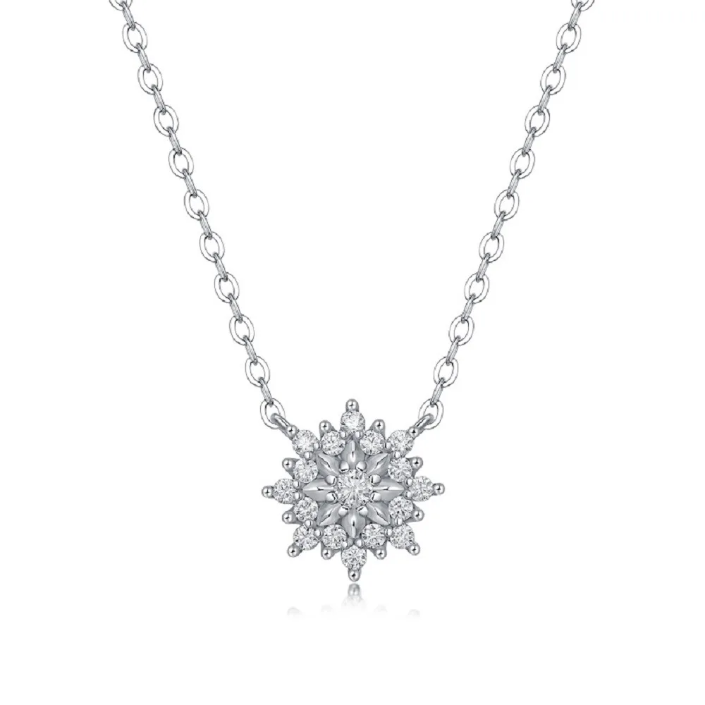 Sunflower 2mm Moissanite 925 Sterling Silver Necklace Chain With Fashion Design Women Gift Moissanite Pendant Necklace
