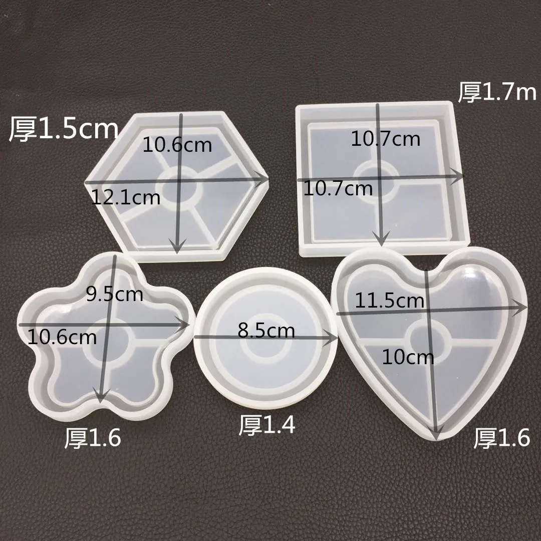 

AmazingResin DIY Crystal Epoxy 5 Hexagonal Square Flower Plate Base Tea Coaster Mold Silicone Plum Blossom Love Pendant, Any pantone colors