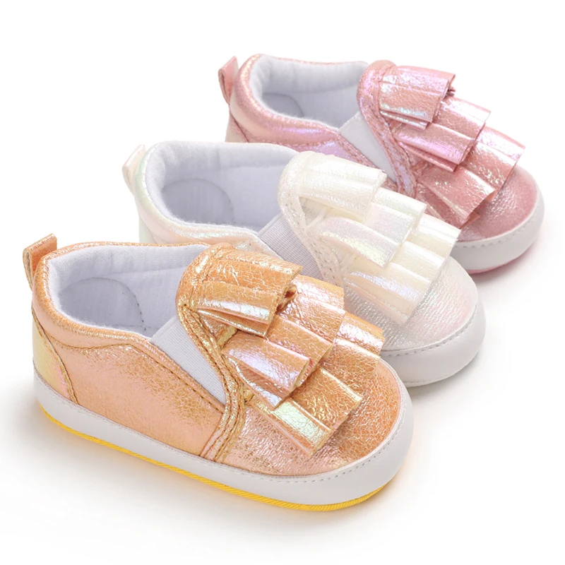 

2020 Latest design pu leather soft cotton sole First walker toddler loafers Baby shoes, 3 colors