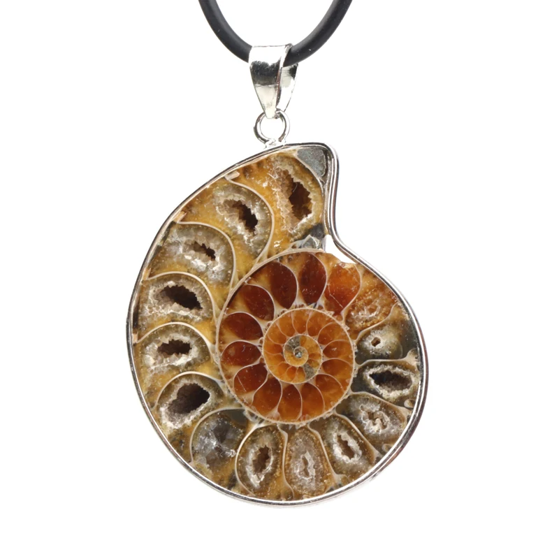 

New arrival natural healing gemstone semi gem fossil conch crystal pendant