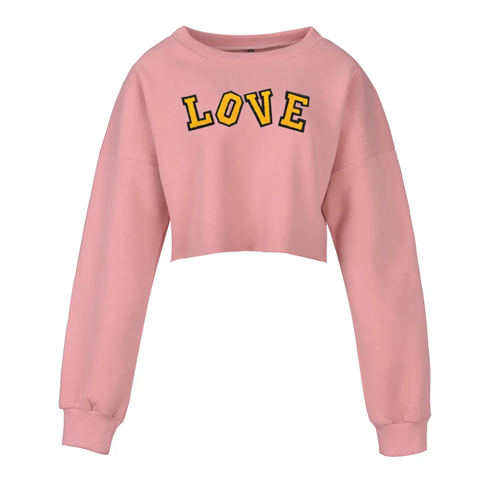 Oem Custom Logo Chenille Embroidery Pullover Croptop Sweatshirt - Buy ...