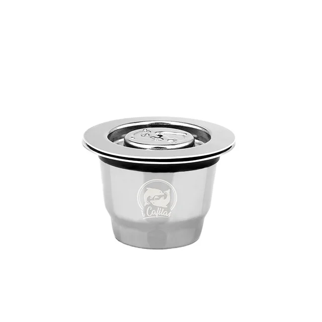 

Factory hot sale italian oem custom stainless steel empty nespresso refillable reusable coffee capsule, Sliver+green