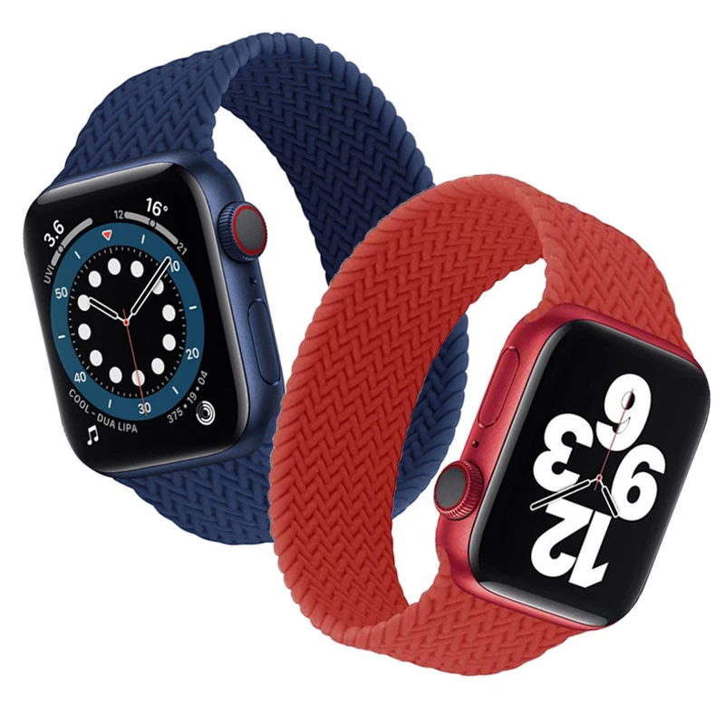 

Braided Silicone Wrist Band Rubber Watch Strap for iWatch 42mm/44mm 38mm/40mm Watchbands for Apple Watch Series 6 5 4 3 SE, Black, red, blue, green, gray, wine red,white,yellow,customized