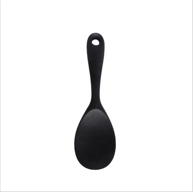 

Black Heat Resistant Hot Wholesale Silicone Rice Serving Spoon Rice Paddle Non Stick Silicone Rice Spoon