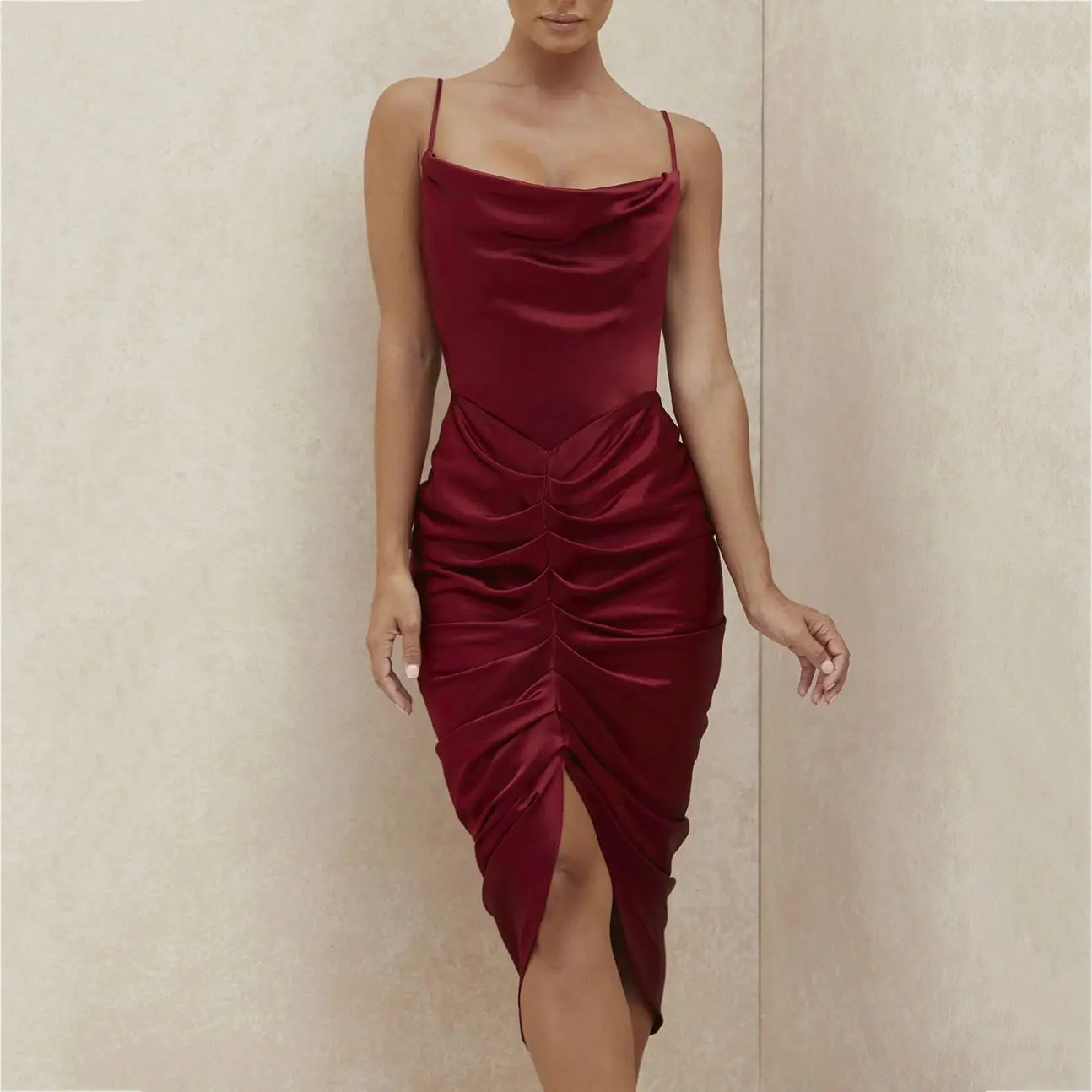 

2021 new arrival fashion women clothing sexy halter backless bodycon dresses ruffle solid stain girls' dress