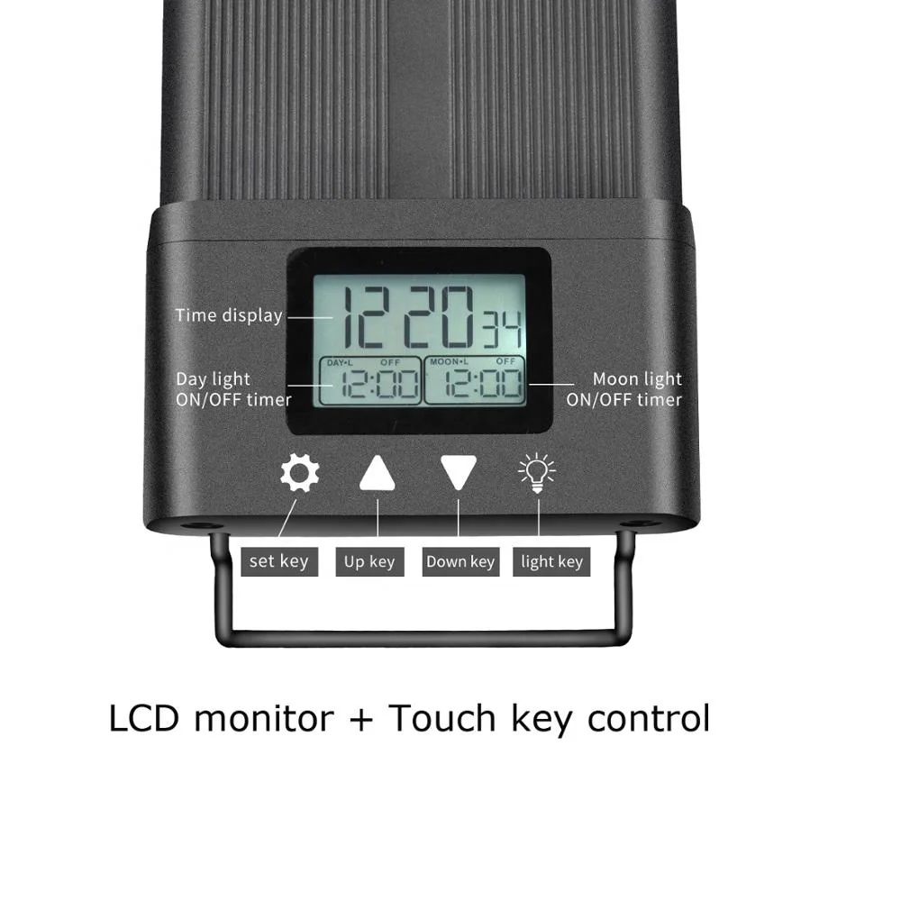 
60W 120cm IP68 LED timer aquarium fish tank light sunrise sunset gentle dim LCD dawn dusk coral reef high power full spectrum 