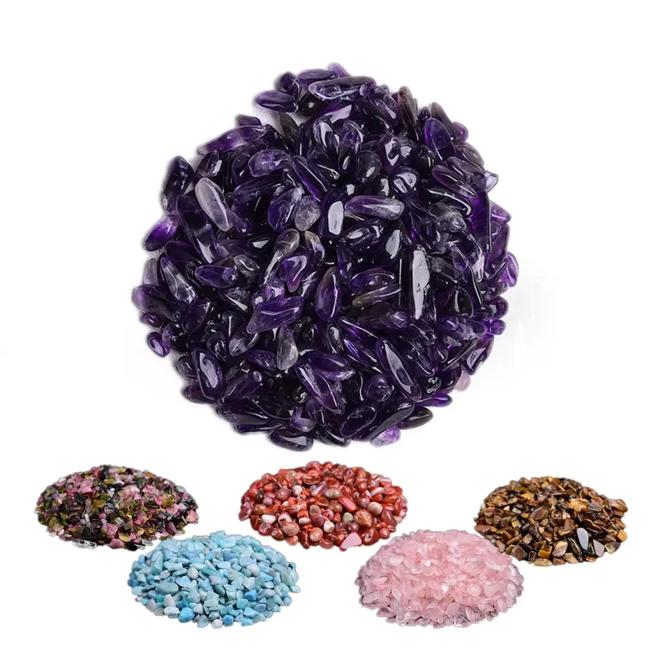 

Wholesale natural rose quartz gravel amethyst crystal chips healing stone home decoration