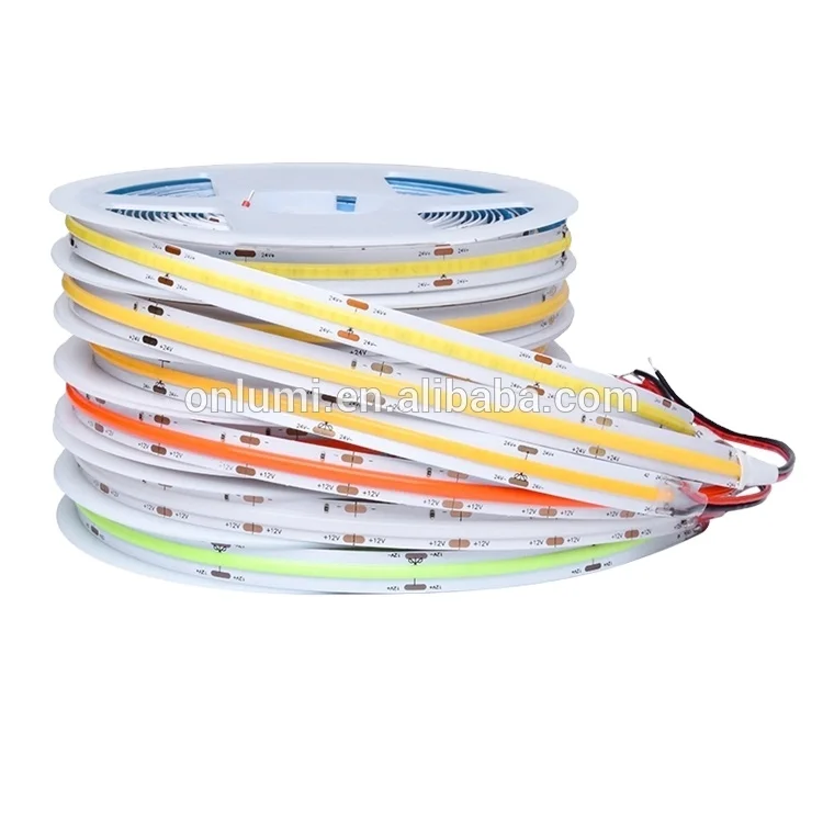 Flexible COB LED Strip Light 10mm High Density Flex LED Tape Light Dimmable FOB Linear Ribbon 5 Meters/Roll